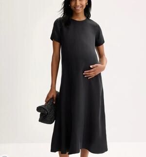 Hatch Black Midi Maternity Dress SMALL Basic Work Career Silky Versatile $268